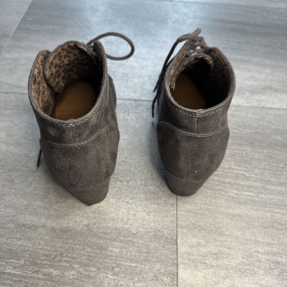 Marco Republic Womens Brown Slip On Lace Up Wedge Heel Boots Cap Toe 9 - Picture 4 of 6